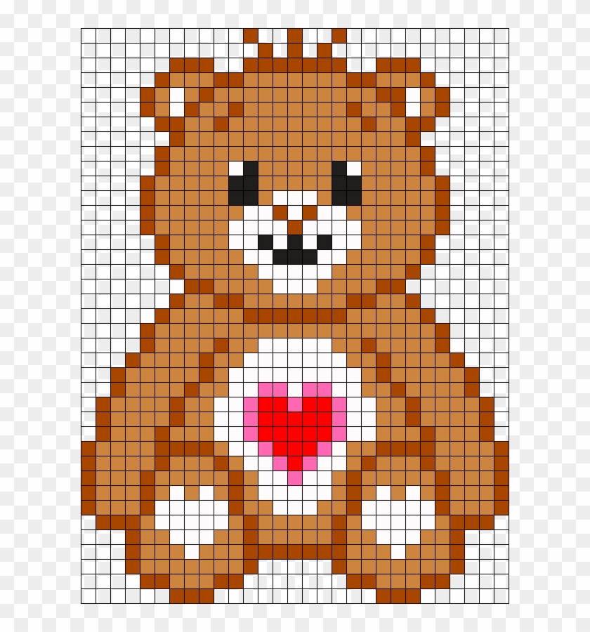 Care Bear Tenderheart Bear Perler Bead Pattern / Bead - Bear On Graph Paper Clipart