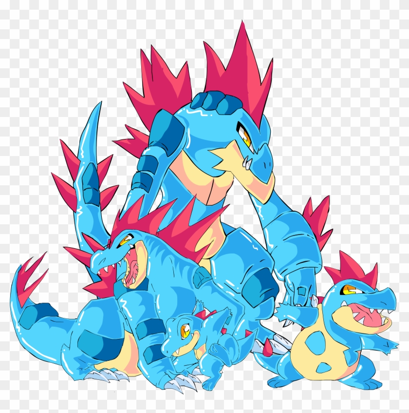 Totodile, Croconaw, Feraligatr And Mega Feraligatr - Mega Feraligatr Clipart