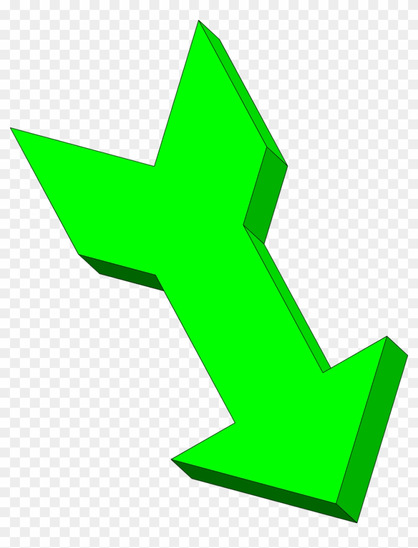3d Curved Arrow Clip Art - Green Down Arrow - Png Download