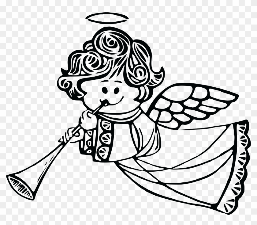 Free Clipart Of A Cute Angel - Cute Angel Clipart Black And White - Png Download #1243805