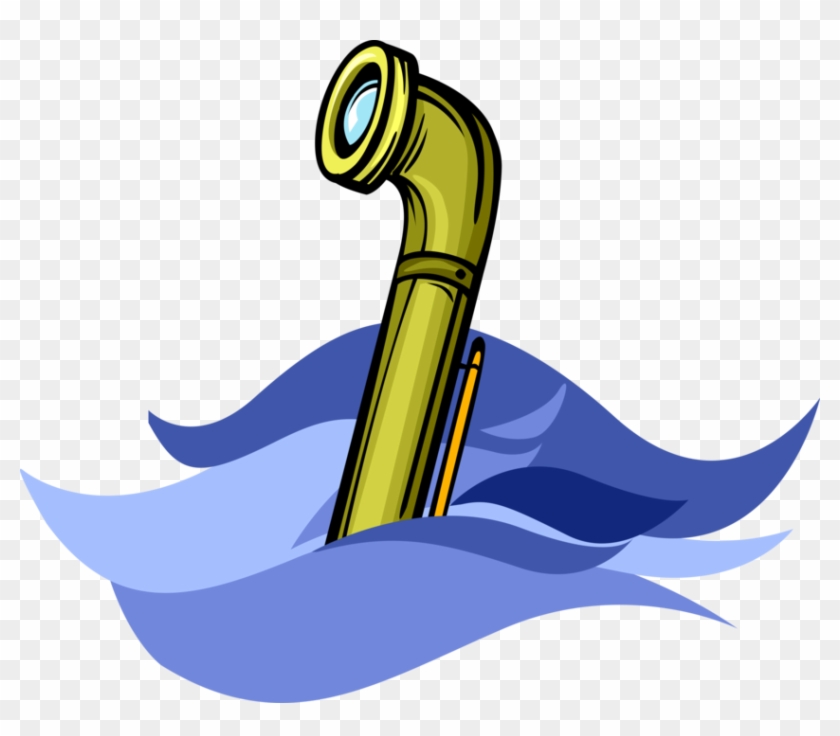 Vector Illustration Of Submersible Under The Sea Submarine - Periscope Submarine Png Clipart