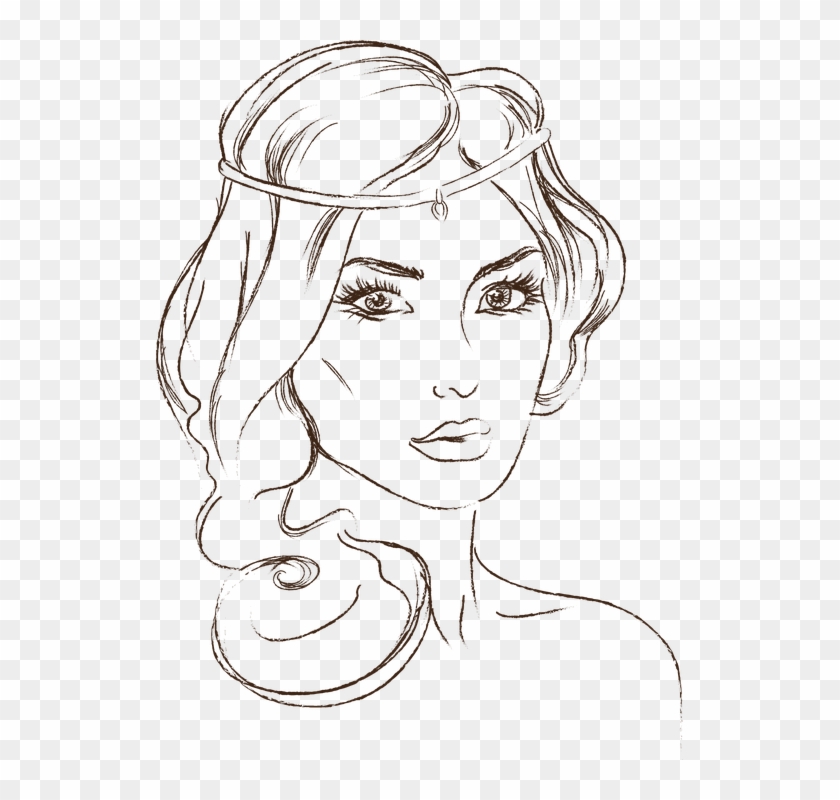 Face Outline Clipart 50939 - Beautiful Princess Coloring Page - Png Download #1245032