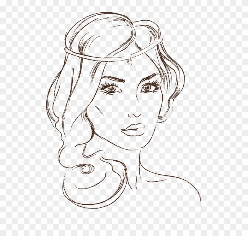 Face Outline Clipart 50939 - Beautiful Princess Coloring Page - Png Download