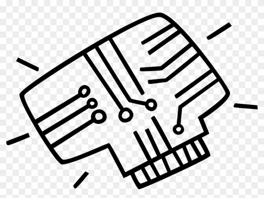 Vector Illustration Of Computer Printed Circuit Board - Motocross Tire Vector Clipart