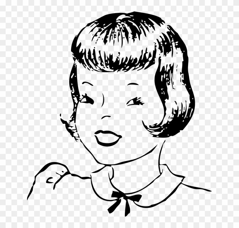 Free Vector Graphic - Hair Black And White Clip Art Girl - Png Download