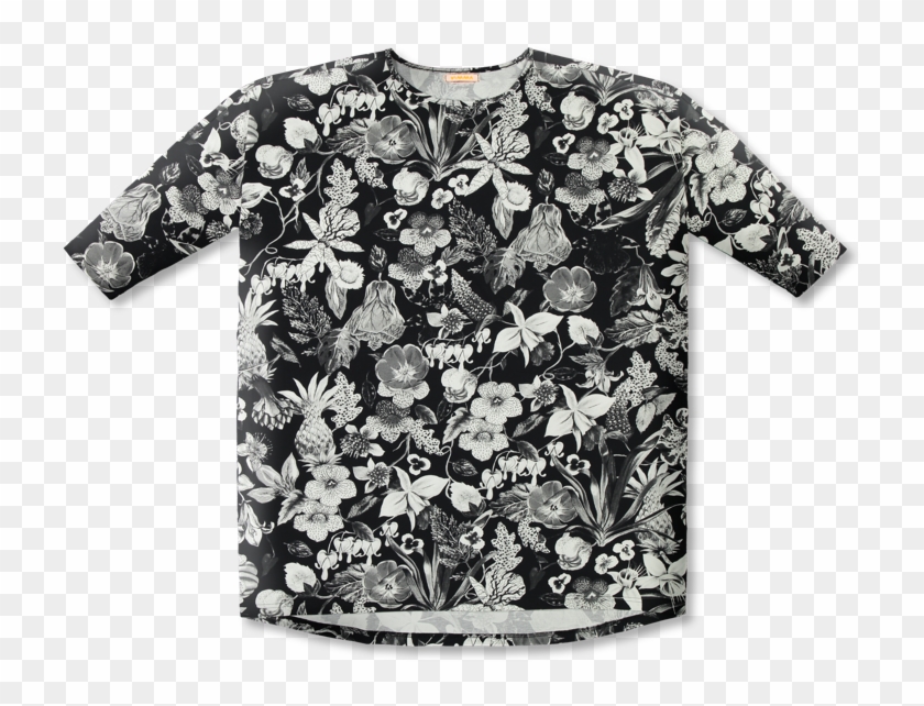 Vimma Tunic Box Selma Mystical Flowers Black White - Monochrome Clipart #1246540