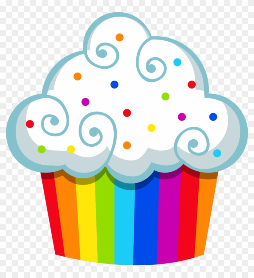 859 X 900 4 - Rainbow Cupcake Clipart - Png Download #1246789