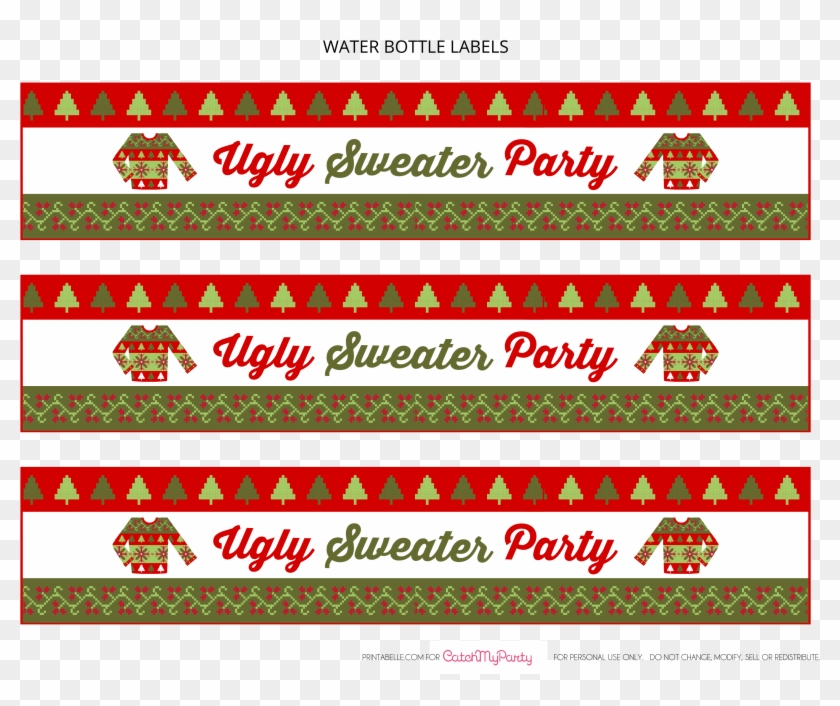 Banner Royalty Free Party Printables Catch My - Ugly Sweater Water Bottle Labels Clipart #1247600