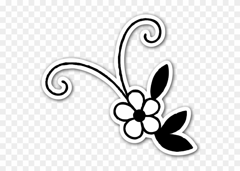Cute Black And White Flower - Flor Preto E Branco Png Clipart