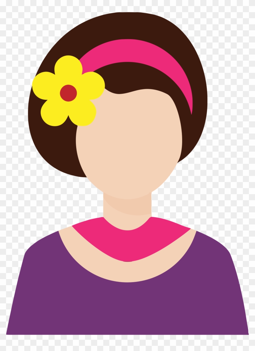 Female Avatar With Flower In Hair Clip Free Stock - Flower In Hair Clipart - Png Download #1249279