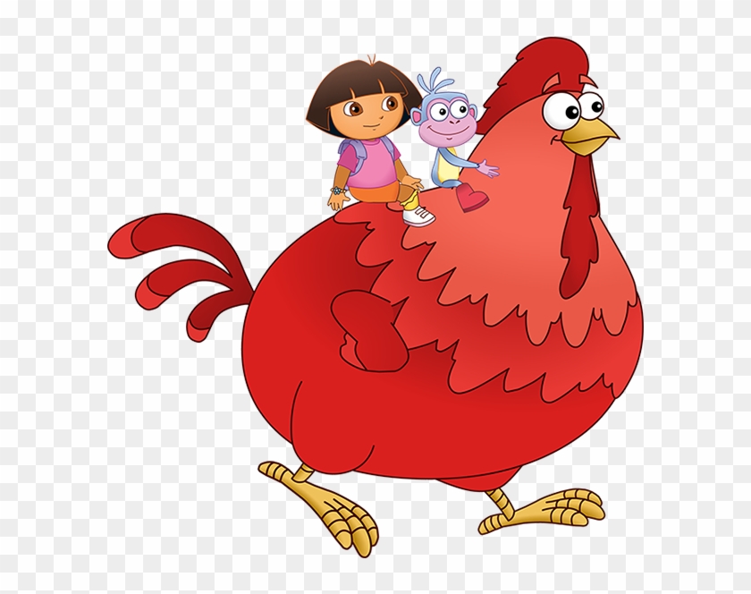 Dora And Big Red Chicken Clipart