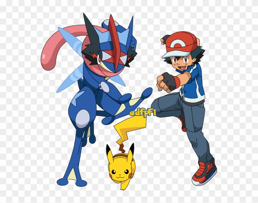 Ash , Pikachu Y Greninja Ash By Adfpf1 - Pokemon Ash Greninja And Pikachu Clipart #1249483