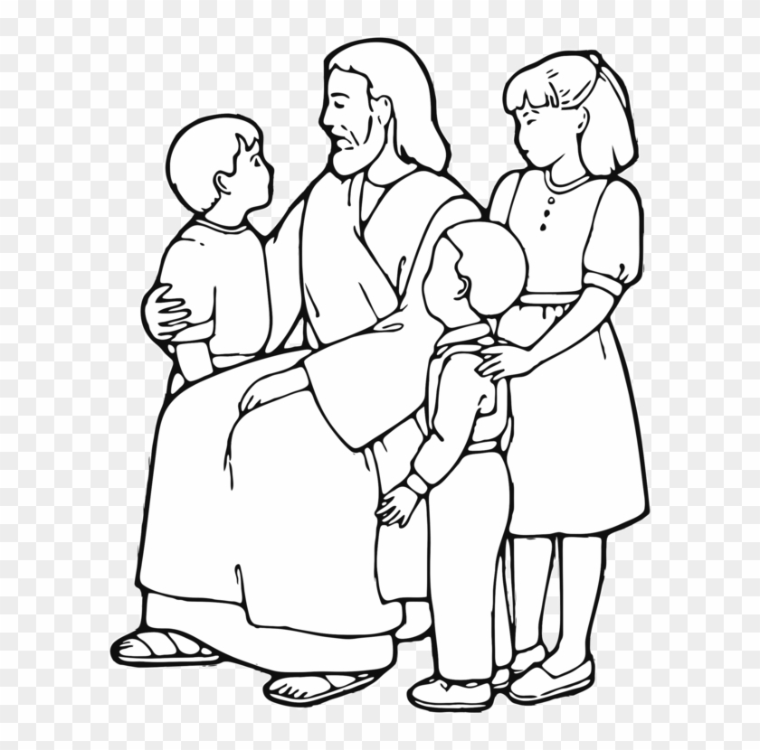 Teaching Of Jesus About Little Children Coloring Book - Jesus Teaching Children Clip Art - Png Download
