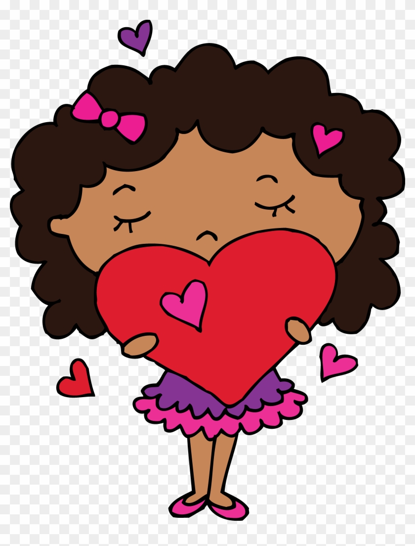 Cute Of Holding A Heart Free Clip - Girl With Heart Clipart - Png Download
