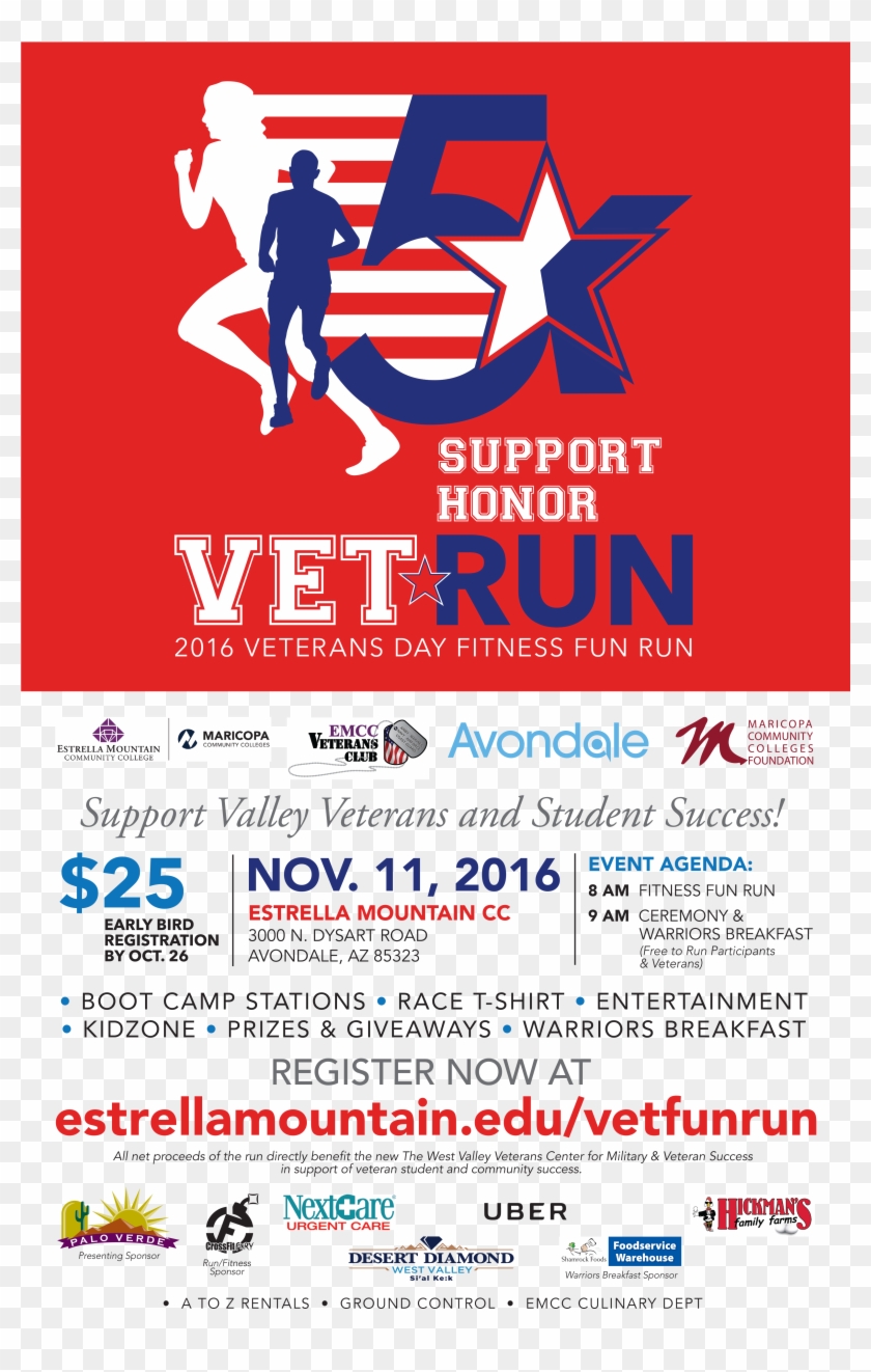 Emcc Cohosts Veterans Day Celebration And Fitness Fun - Veterans Day Race Flyer Clipart #1250461