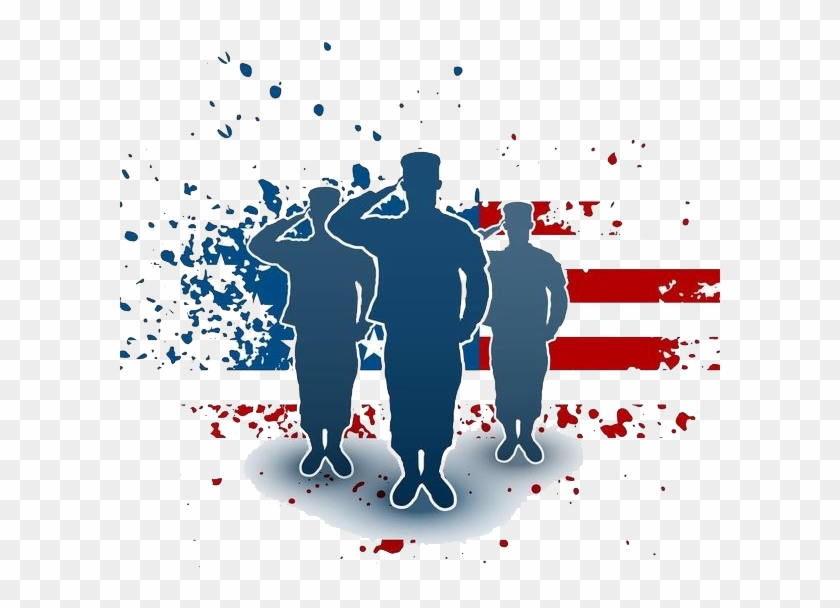 Veterans Day Png Image - American Flag With Military Silhouettes Clipart #1250490