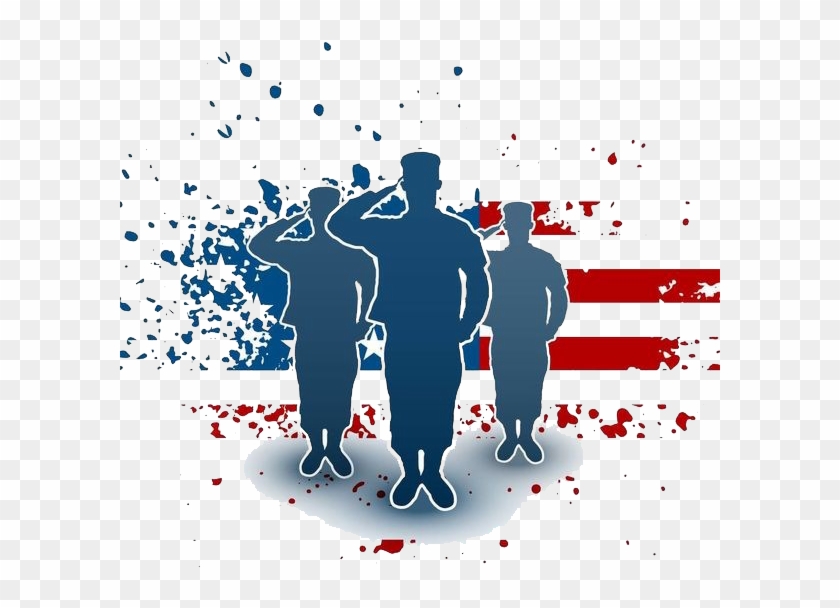 Veterans Day Png Image - American Flag With Military Silhouettes Clipart