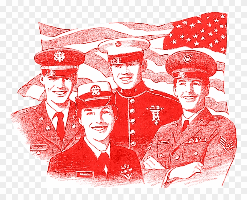 Members Of The Armed Forces Standing In Front Of A - Military Clipart