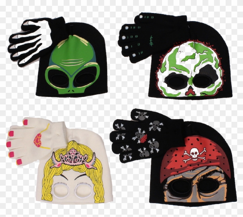 Big Kids Glow In The Dark Costume Mask Hat & Glove - Mask Clipart #1251991