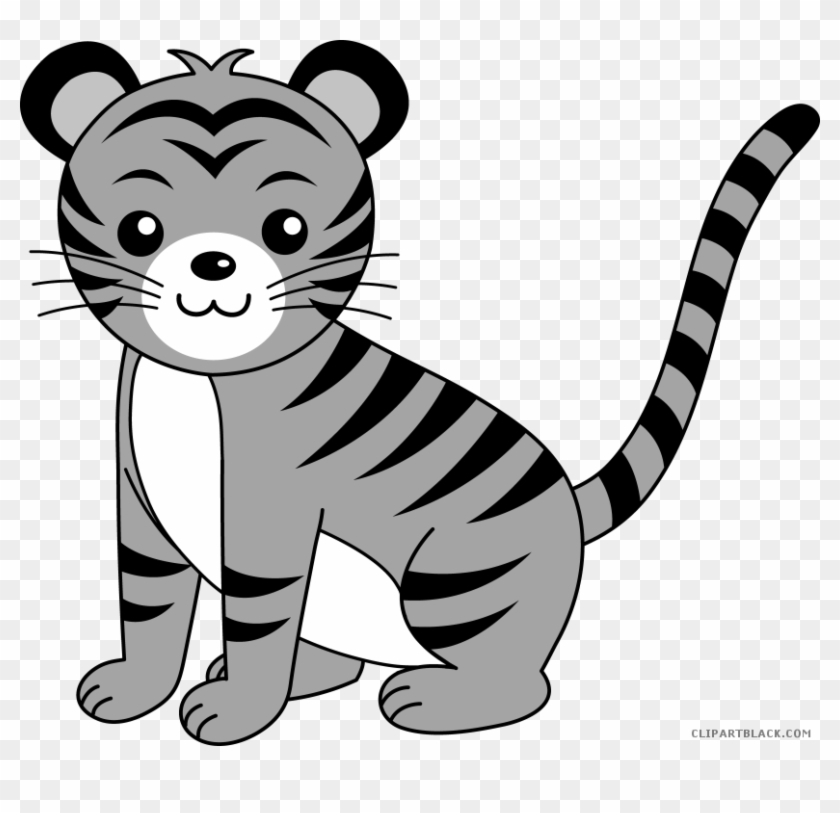 Cute Tiger Animal Free Black White Clipart Images Clipartblack - Tiger Face Easy Drawing - Png Download #1252190