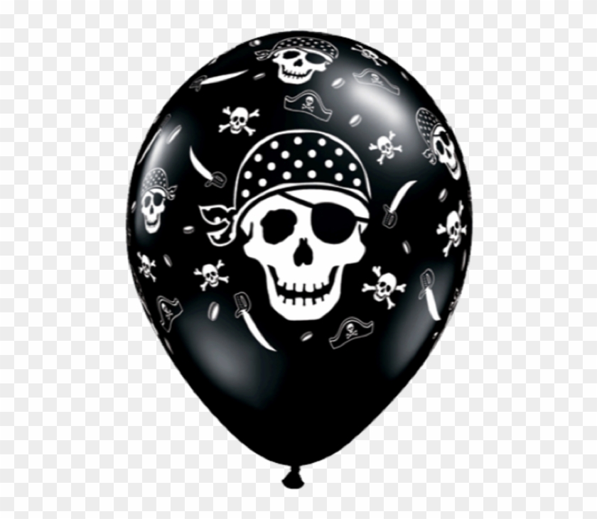 Pirate Skull & Cross Bones Black , Pose Med - Pirate Latex Balloon Clipart