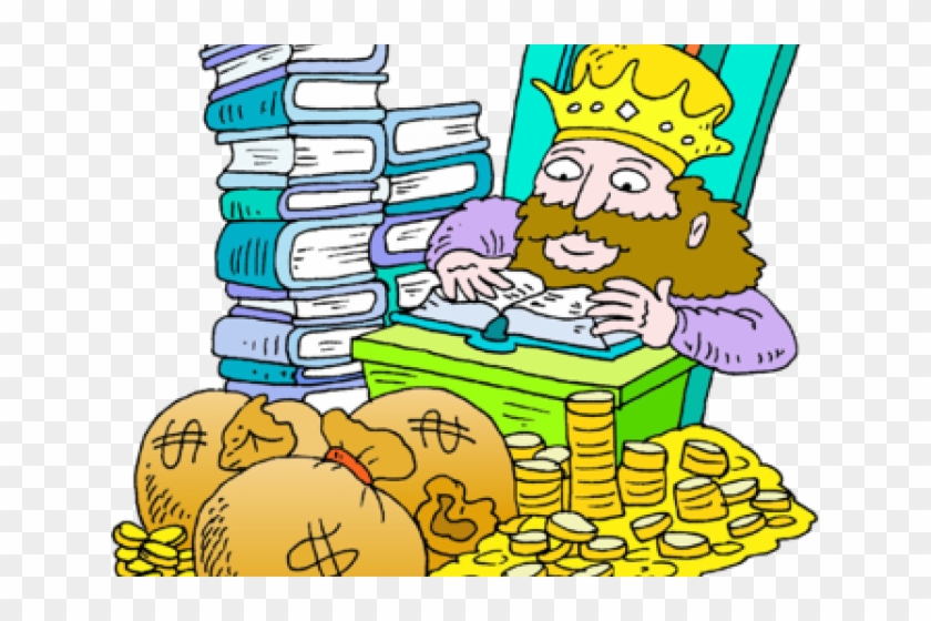 Throne Clipart Rich King - King And Money Cartoon - Png Download