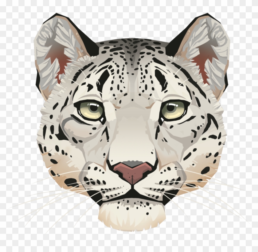Leopard Face Png Background Image - Snow Leopard Face Drawing Clipart #1252530