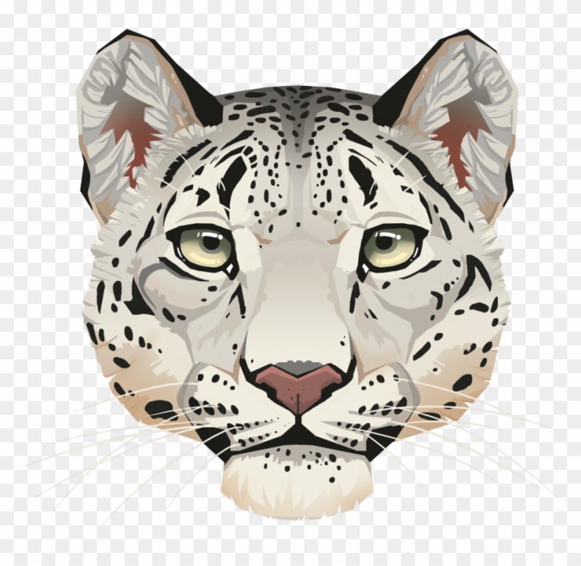 Leopard Face Png Background Image - Snow Leopard Face Drawing Clipart