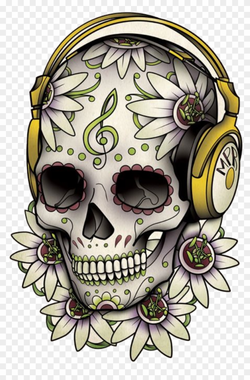Tattoo Skull Calavera Dead Drawing Of The Clipart - Day Of The Dead Skull Music - Png Download