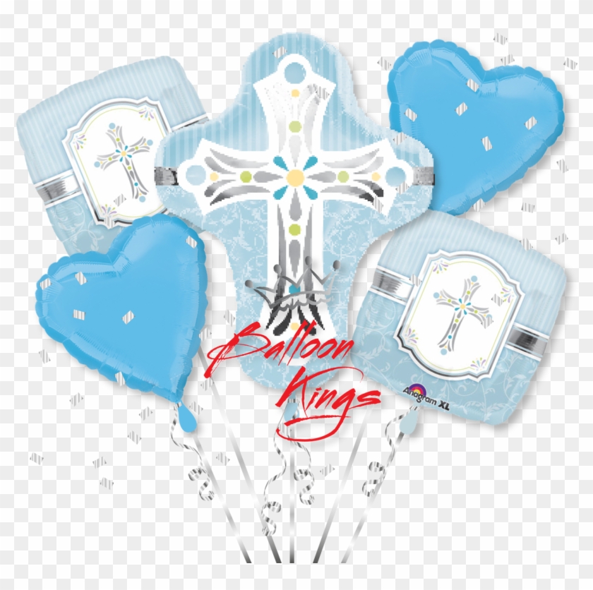 Sweet Baby Christening Blue Cross Bouquet - Cruz De Primera Comunion Clipart