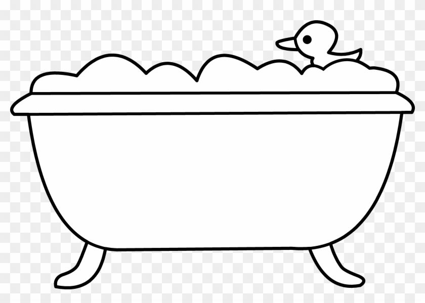 Graphic Free Download Tub And Rubber Ducky Line Art - Clip Art - Png Download