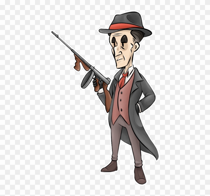 Cartoon Gun Clipart - Gangster Shooting Tommy Gun Painting - Png Download