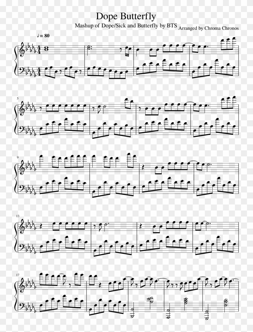 Dope Butterfly Sheet Music Composed By Arranged By - Changes Xxxtentacion Piano Sheet Music Clipart