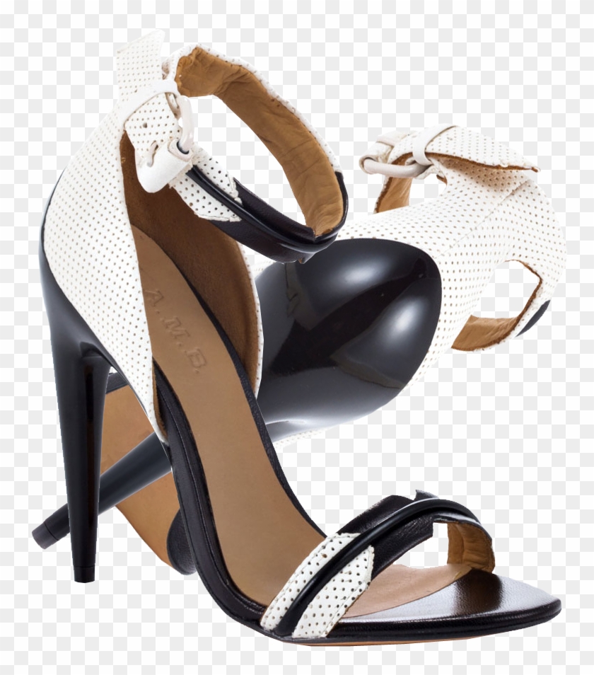 Black And White Shoes High Heels - Black And White Ankle Strap Shoes Clipart