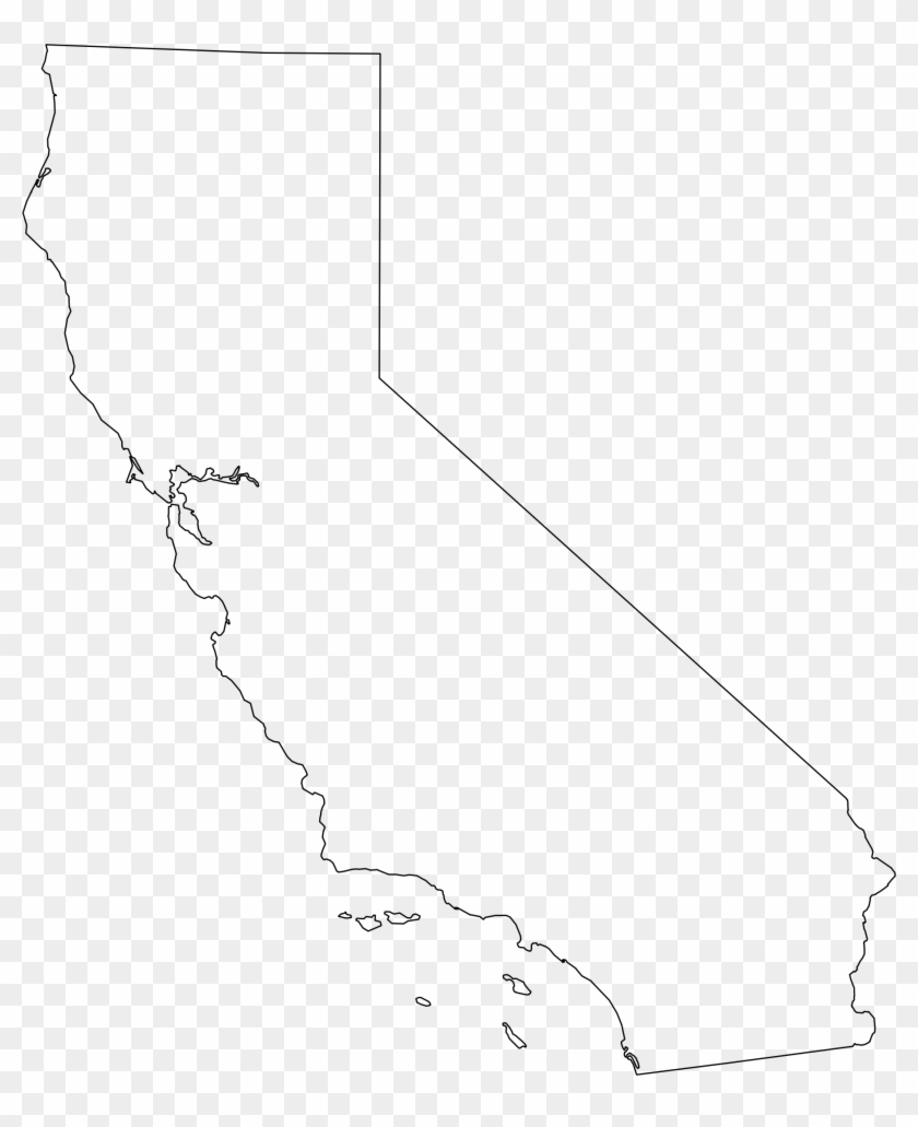 Map Of United States - California Outline Map Clipart #1258556