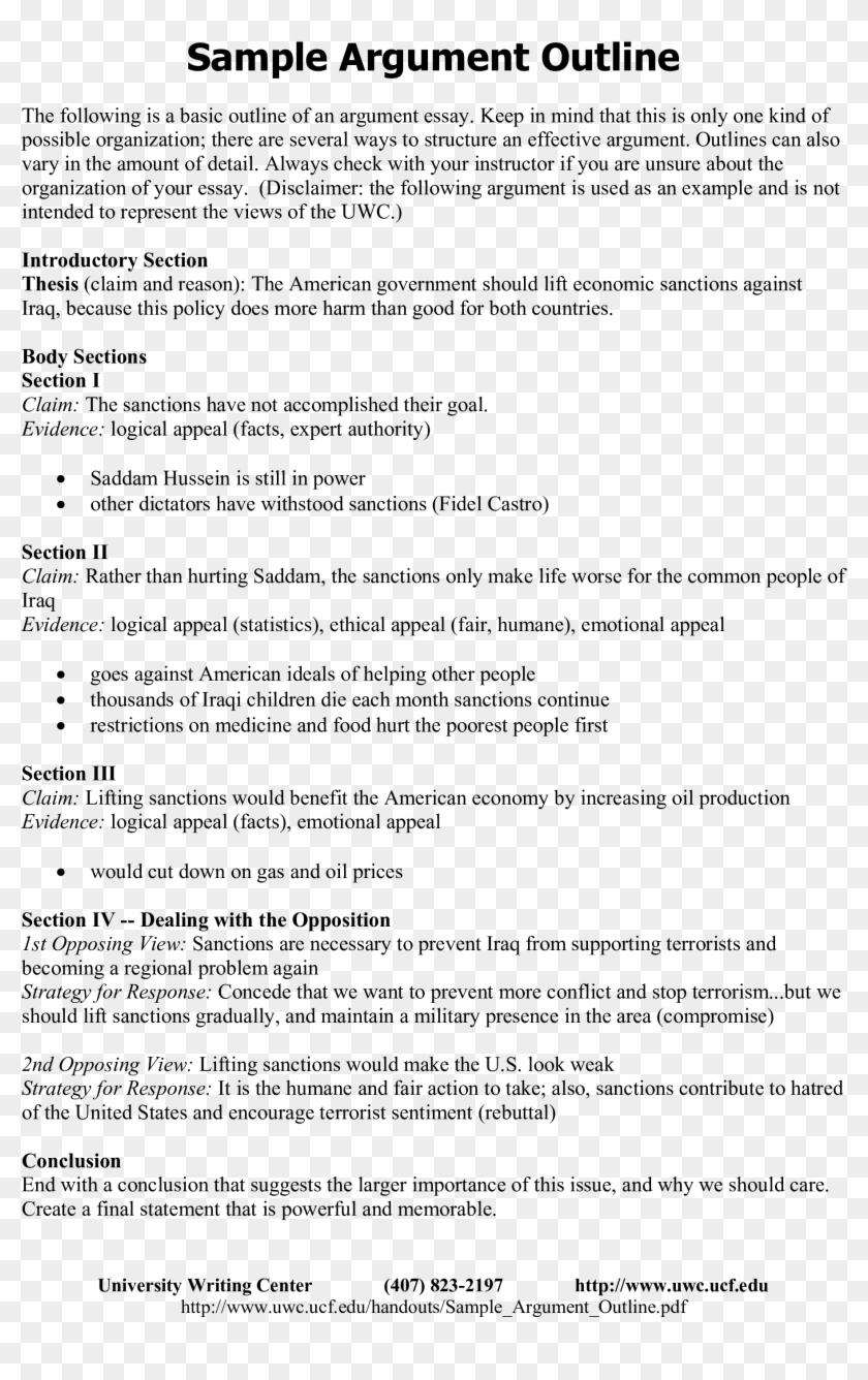 United States Economy Facts Sample Argument Outline - Argumentative Outline Sample Clipart #1258803