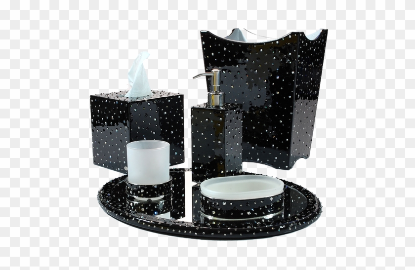 Mike & Ally Stardust Long Tissue Box Silver Trim - Black Diamond Bathroom Accessories Clipart #1259781