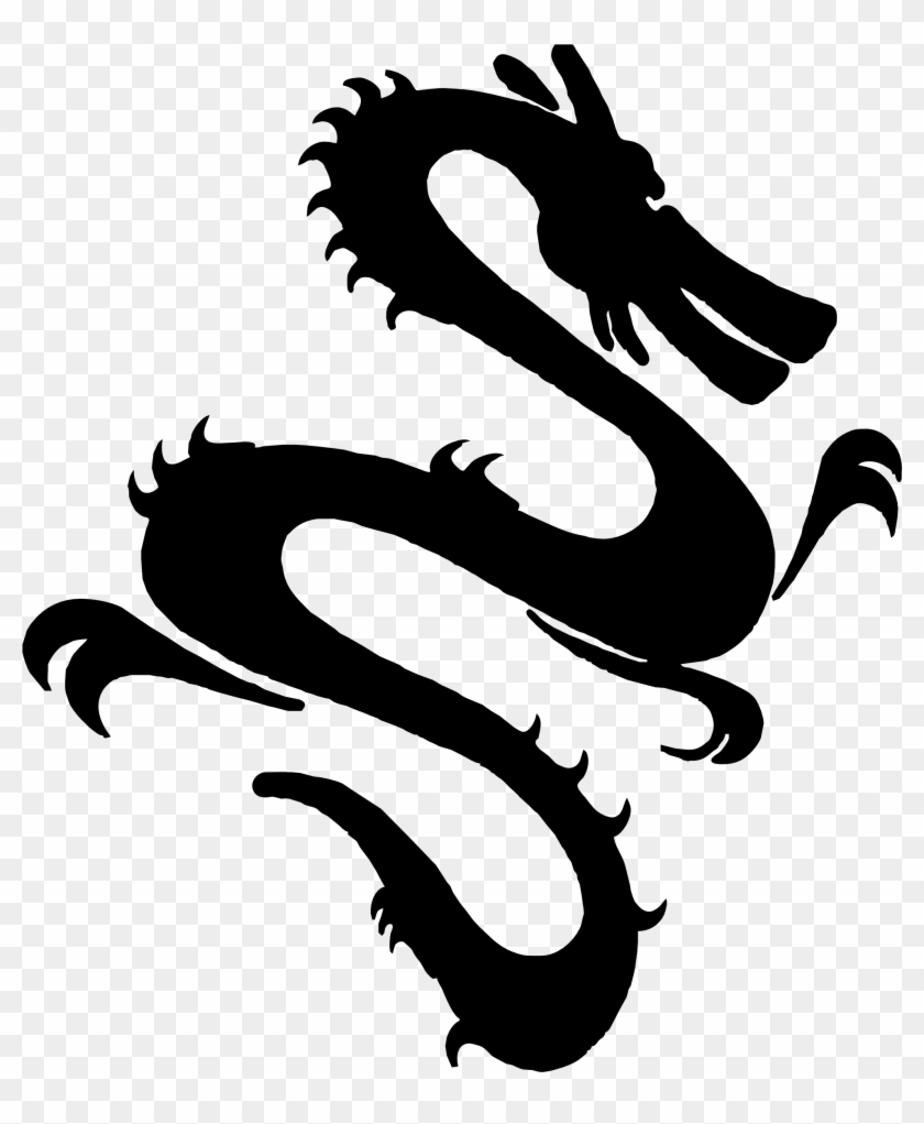 Graphic Freeuse Simple Drawings Silhouette Clip Art - Black Dragon Clipart - Png Download