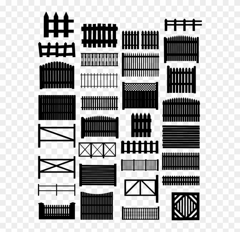 Picket Fence Vector Magiel - Fence Silhouette Vector Clipart #1261147
