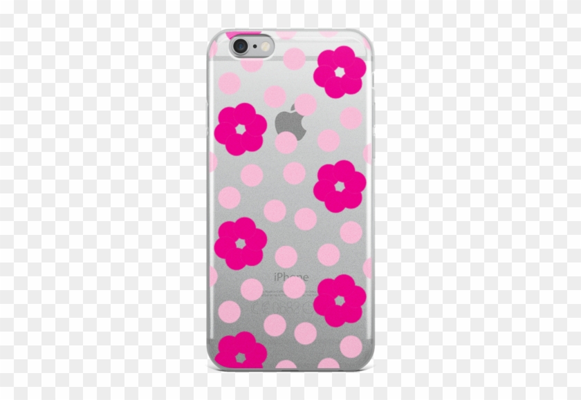 Pink Flower And Polka Dot Pattern Iphone Case - Mobile Phone Case Clipart