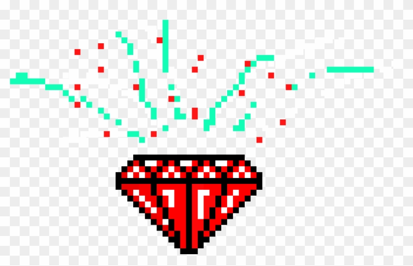 Red Sparkling Diamond - Rainbow Gem Pixel Art Clipart