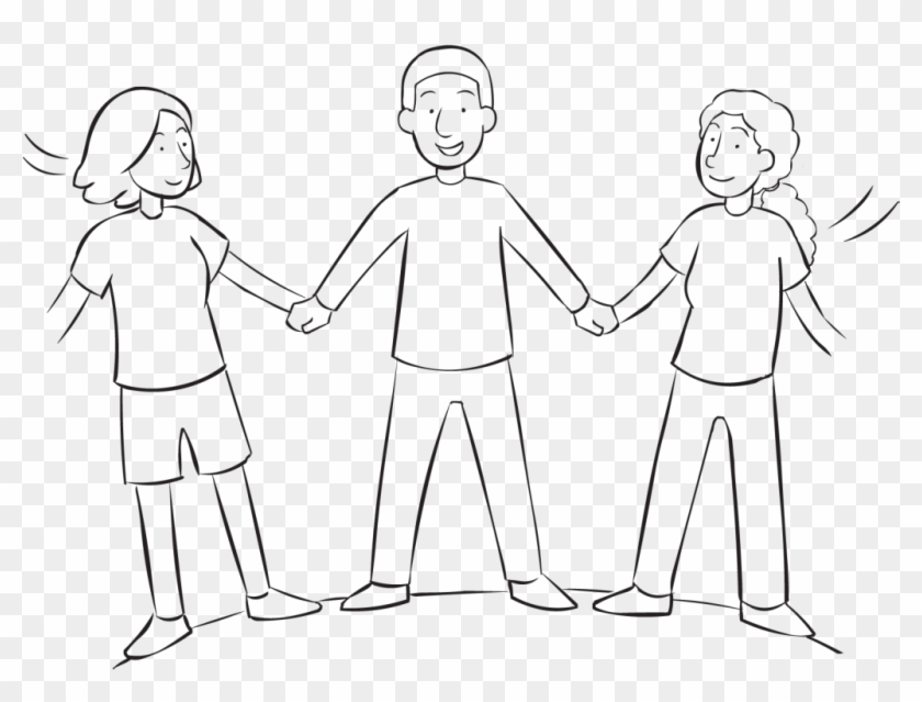 Back Three People Holding Hands And Leaning Back In - Three People Holding Hands Drawing Clipart #1261921