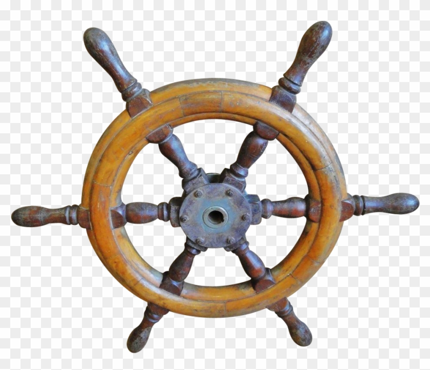 Vintage Wooden Ship's Wheel From Yellow Garage Antiques - Rudder Clipart #1262043