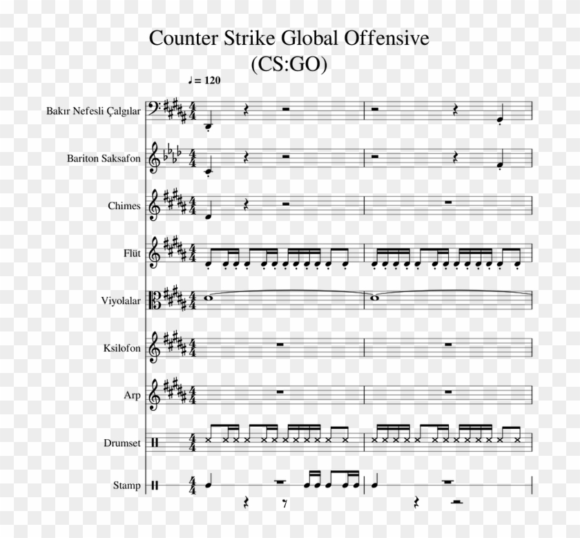 Counter Strike Global Offensive - Sheet Music Clipart #1265543
