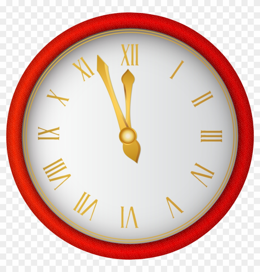 Red New Year Clock Png Clip Art Image - Wall Clock Transparent Png