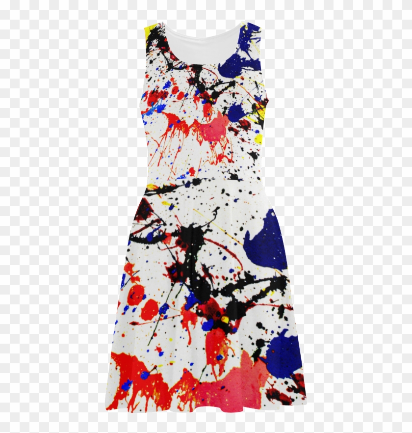 Blue & Red Paint Splatter Atalanta Sundress - Day Dress Clipart
