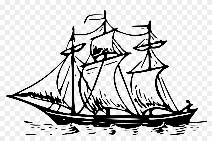 Picture Stock Boat Line Drawing At Getdrawings Com - Three Mast Ship Drawing Clipart #1266607