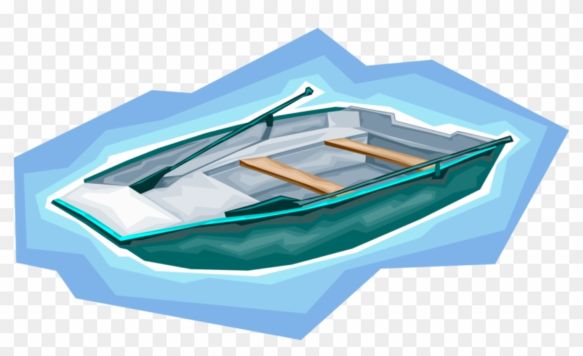 Vector Illustration Of Rowboat Or Row Boat Watercraft - Dinghy Clipart