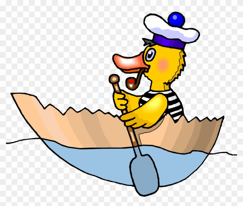 Cartoon Rowing Boat Clip Art - Duck In A Boat Cartoon - Png Download