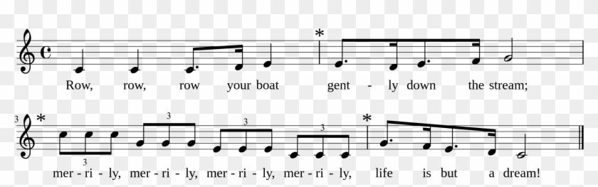 Not Lagu Row Row Your Boat , Png Download - Row Row Your Boat In C Clipart #1267000